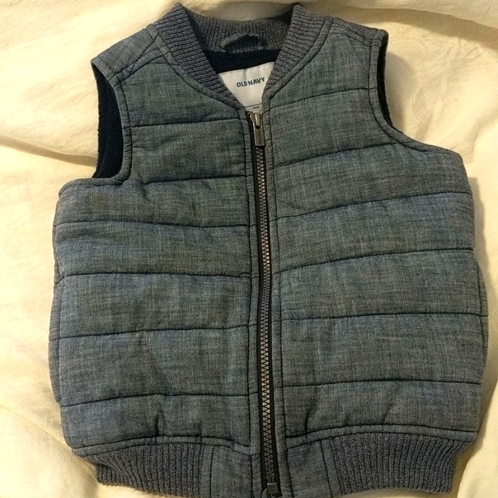 Old Navy Faded Denim Puffer Vest 3T